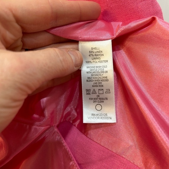 Chadwicks of Boston Linen Blend Pink Blazer Double Button Lined Women Size 8 - Picture 6 of 6